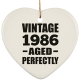 38th Birthday Vintage 1986 Aged Perfectly - Heart Ornament