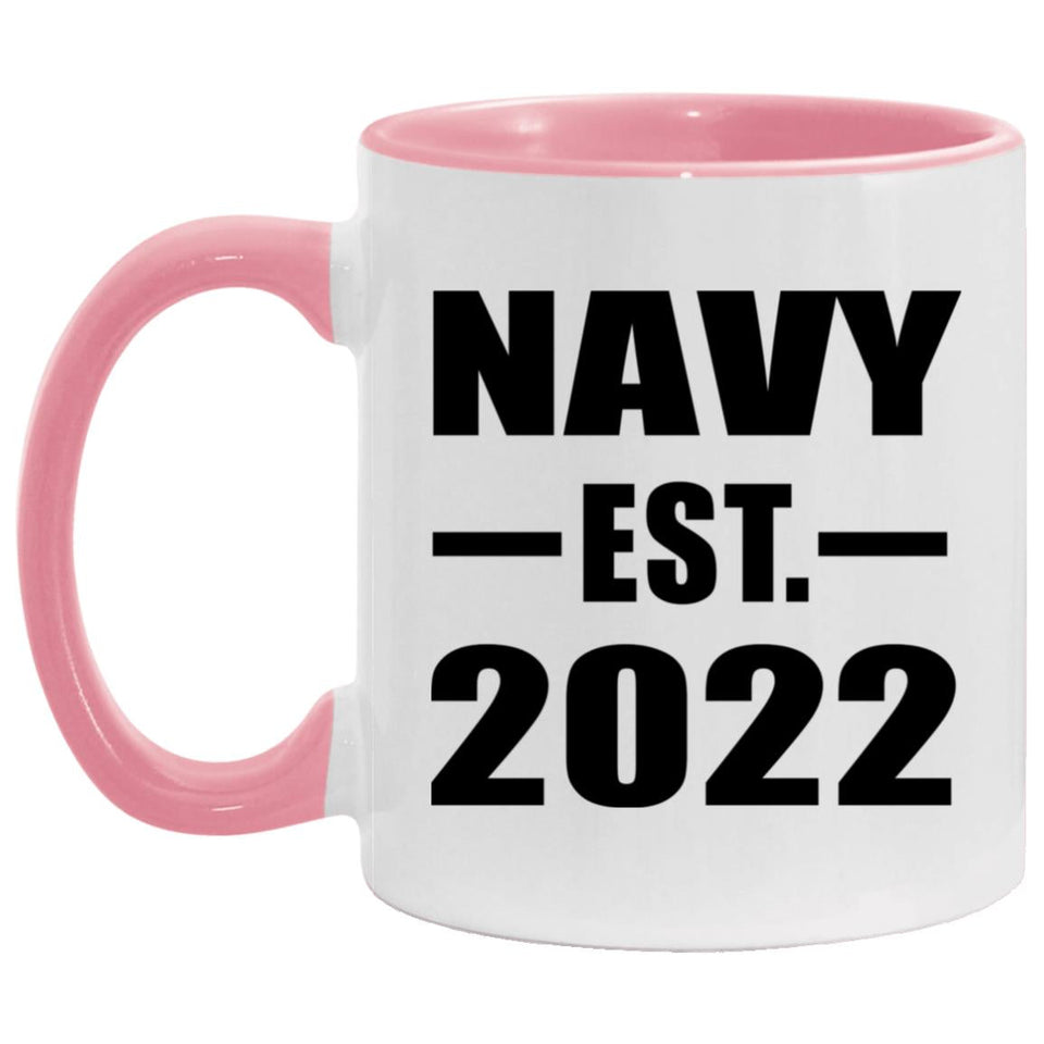 Navy Established EST. 2022 - 11oz Accent Mug Pink