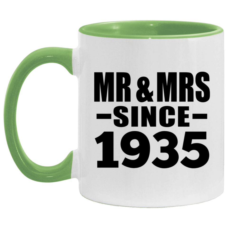89th Anniversary Mr & Mrs Since 1935 - 11oz Accent Mug Green