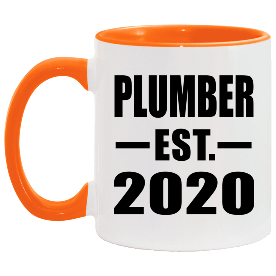 Plumber Established EST. 2020 - 11oz Accent Mug Orange