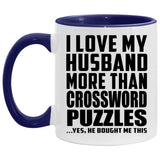 I Love My Husband More Than Crossword Puzzles - 11oz Accent Mug Purple