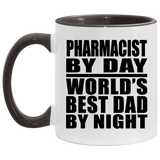 Pharmacist By Day World's Best Dad By Night - 11oz Accent Mug Black