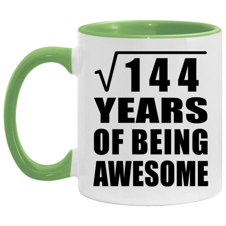 12th Birthday Square Root of 144 Years of Being Awesome - 11oz Accent Mug Green