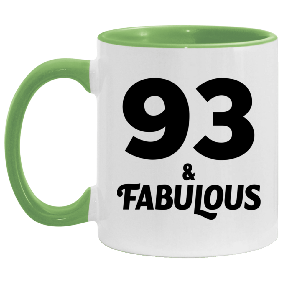 93rd Birthday 93 & Fabulous - 11oz Accent Mug Green