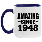 76th Birthday Amazing Since 1948 - 11oz Accent Mug Purple