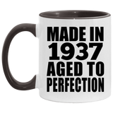 87th Birthday Made In 1937 Aged to Perfection - 11oz Accent Mug Black