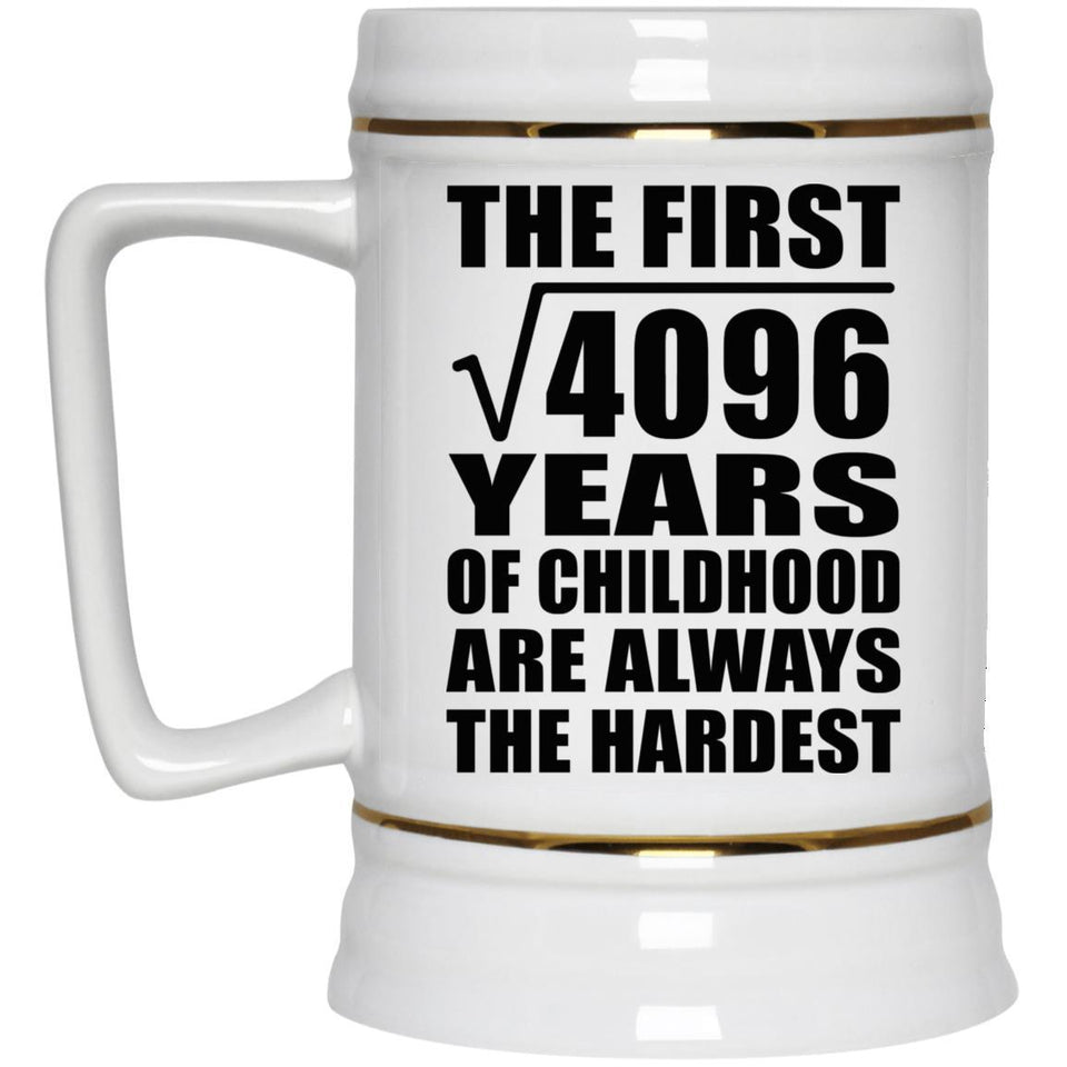 64th Birthday Square Root of 4096 Years of Childhood - Beer Stein