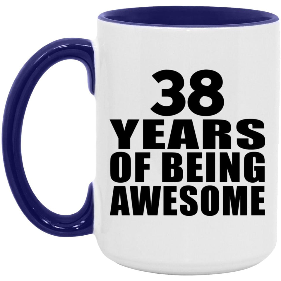 38th Birthday 38 Years Of Being Awesome - 15oz Accent Mug Purple