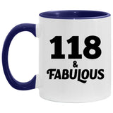 118th Birthday 118 & Fabulous - 11oz Accent Mug Purple