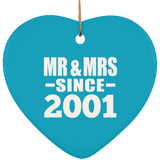 23rd Anniversary Mr & Mrs Since 2001 - Heart Ornament