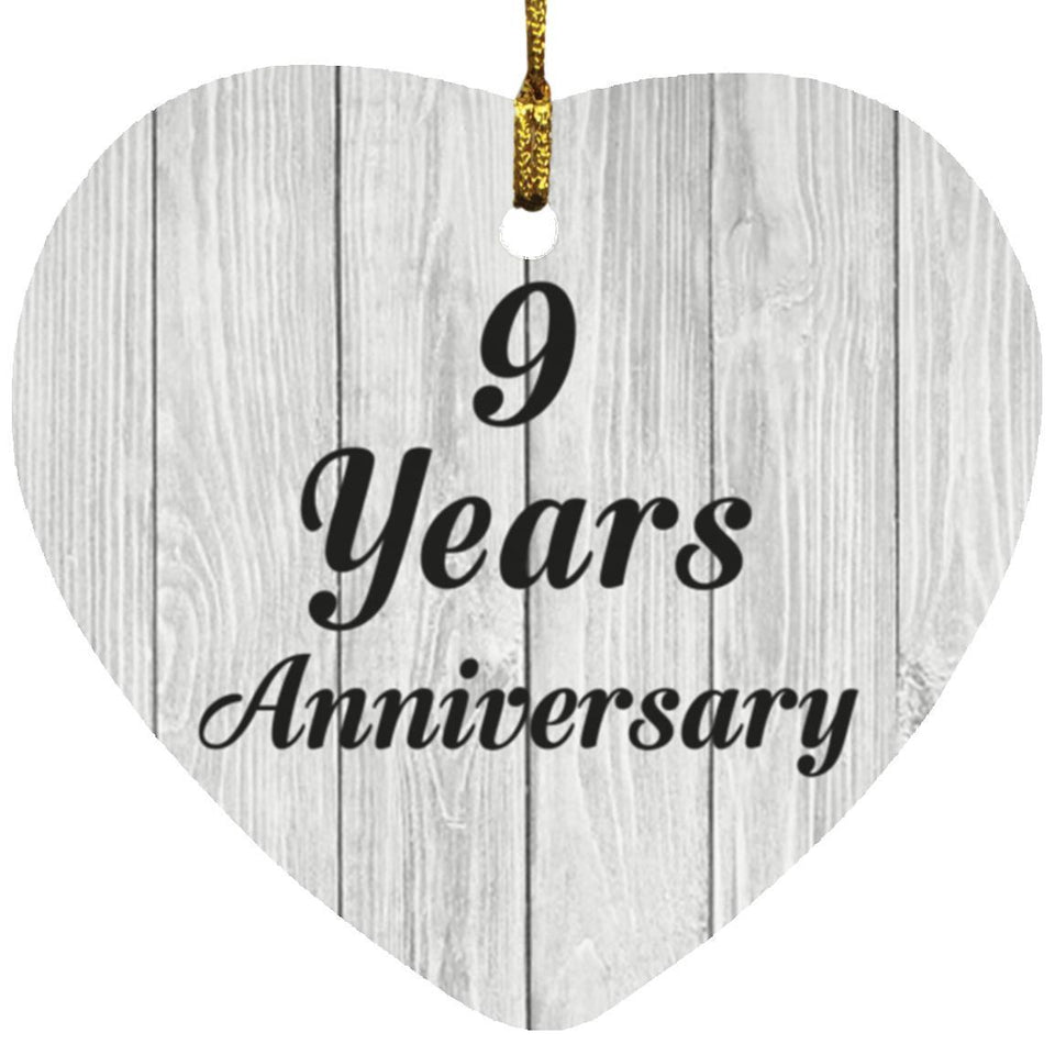 9th Anniversary 9 Years Anniversary - Heart Ornament F