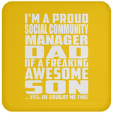 Proud Social Community Manager Dad Of Awesome Son - Drink Coaster