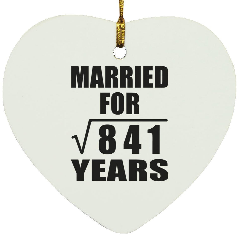 29th Anniversary Married For Square Root of 841 Years - Heart Ornament