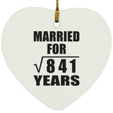 29th Anniversary Married For Square Root of 841 Years - Heart Ornament
