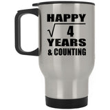 Happy 2nd Anniversary Square Root of 4 Years & Counting - Silver Travel Mug