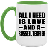 All I Need Is Love And A Russell Terrier - 15oz Accent Mug Green