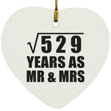 23rd Anniversary Square Root of 529 Years As Mr & Mrs - Heart Ornament