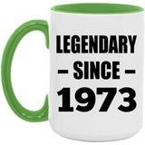 51st Birthday Legendary Since 1973 - 15oz Accent Mug Green