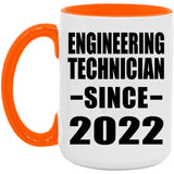 Engineering Technician Since 2022 - 15oz Accent Mug Orange
