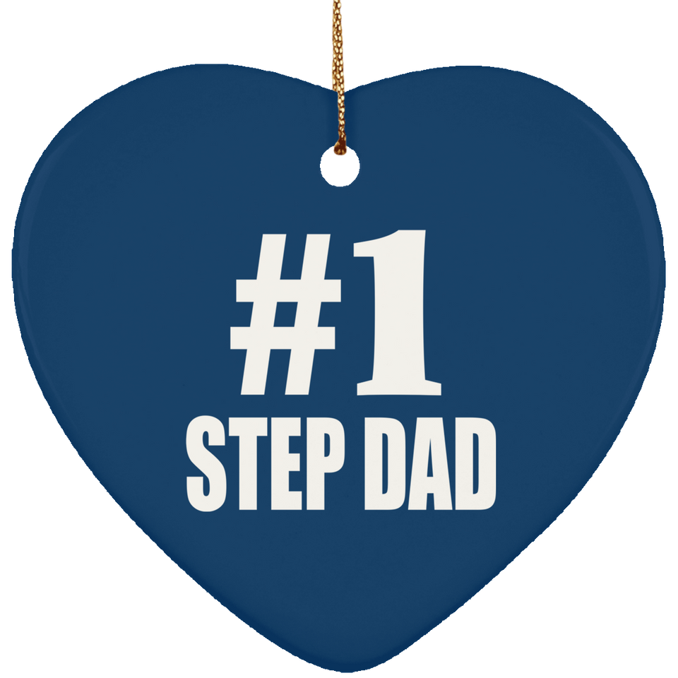 Number One #1 Step Dad - Heart Ornament
