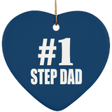 Number One #1 Step Dad - Heart Ornament