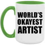 World's Okayest Artist - 15oz Accent Mug Green