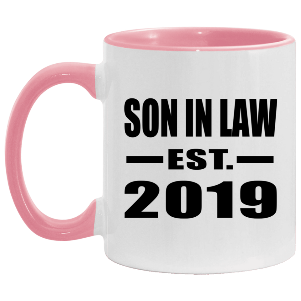 Son In Law Established EST. 2019 - 11oz Accent Mug Pink