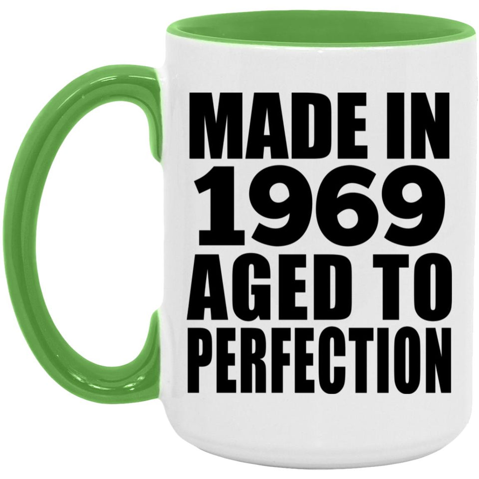 55th Birthday Made In 1969 Aged to Perfection - 15oz Accent Mug Green