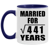 21st Anniversary Married For Square Root of 441 Years - 11oz Accent Mug Purple