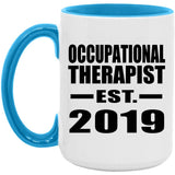 Occupational Therapist Established EST. 2019 - 15oz Accent Mug Blue