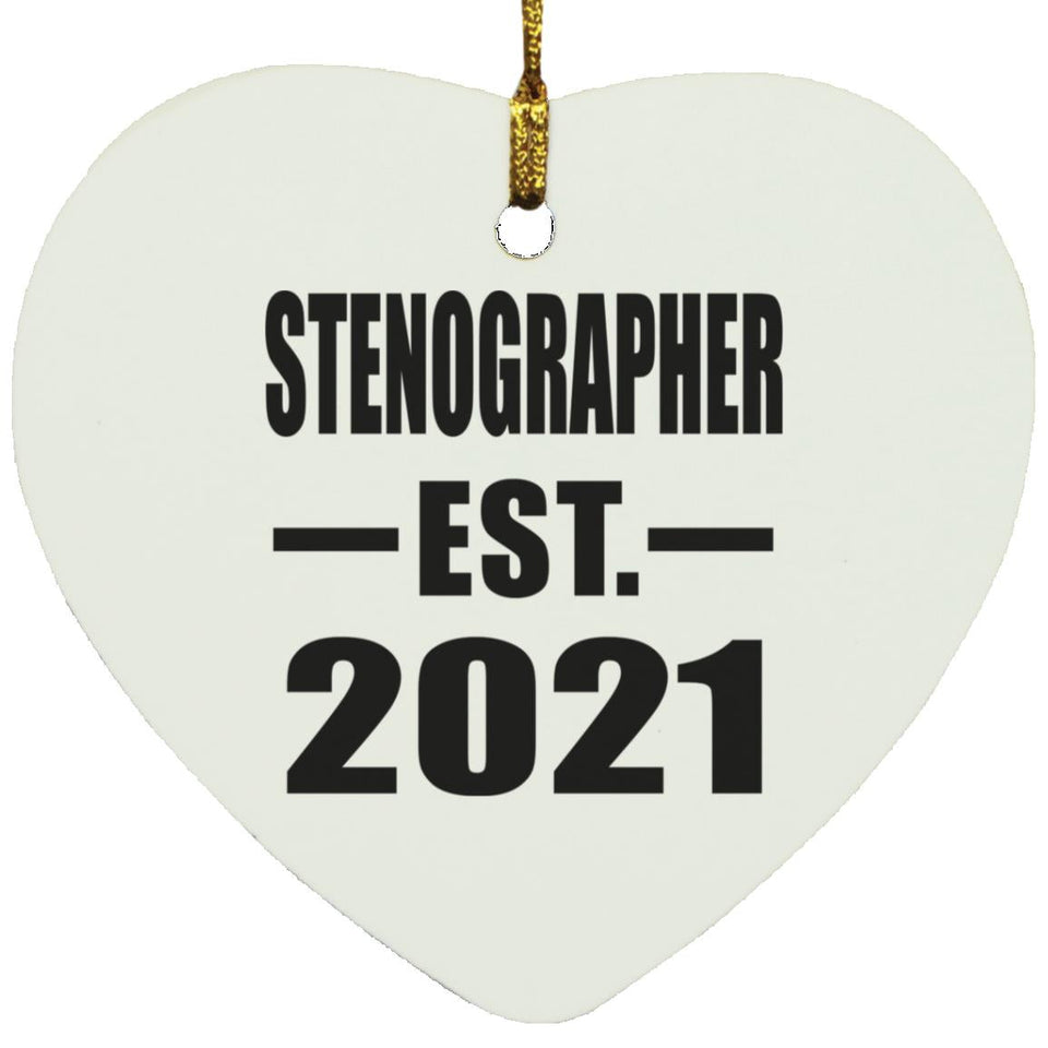 Stenographer Established EST. 2021 - Heart Ornament