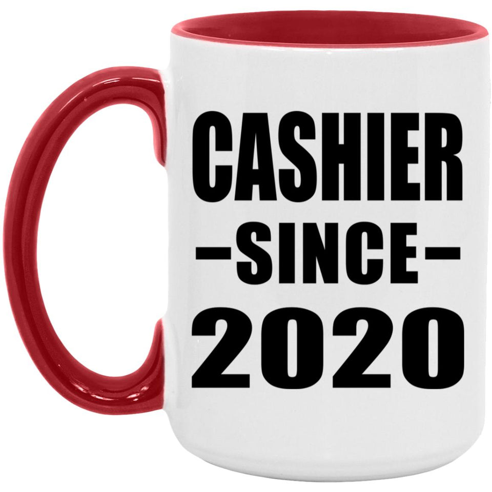 Cashier Since 2020 - 15oz Accent Mug Red