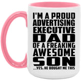 Proud Advertising Executive Dad Of Awesome Son - 15oz Accent Mug Pink