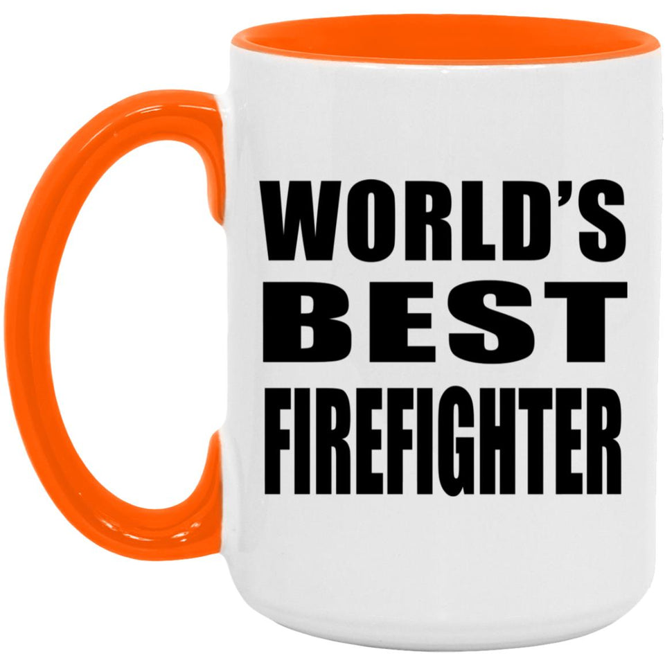 World's Best Firefighter - 15oz Accent Mug Orange