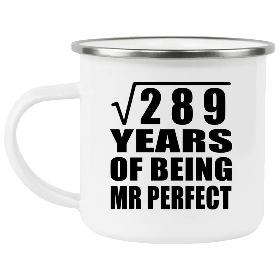 17th Anniversary Square Root of 289 Years of Mr Perfect - 12oz Camping Mug