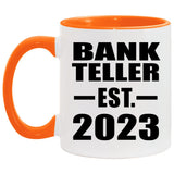 Bank Teller Established EST. 2023 - 11oz Accent Mug Orange