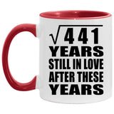 21st Anniversary Square Root of 441 Years Still In Love - 11oz Accent Mug Red