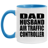 Dad Husband Air Traffic Controller - 11oz Accent Mug Blue