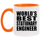World's Best Stationary Engineer - 11oz Accent Mug Orange
