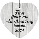 First Year As An Amazing Cousin 2024 - Heart Ornament F