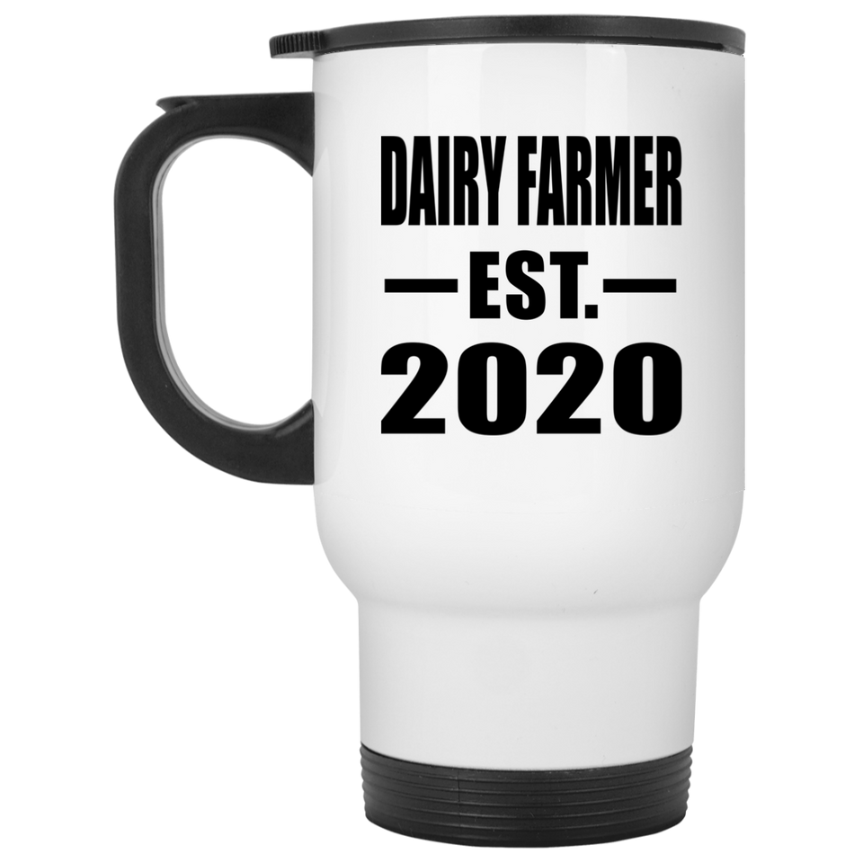 Dairy Farmer Established EST. 2020 - White Travel Mug