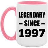 27th Birthday Legendary Since 1997 - 15oz Accent Mug Pink
