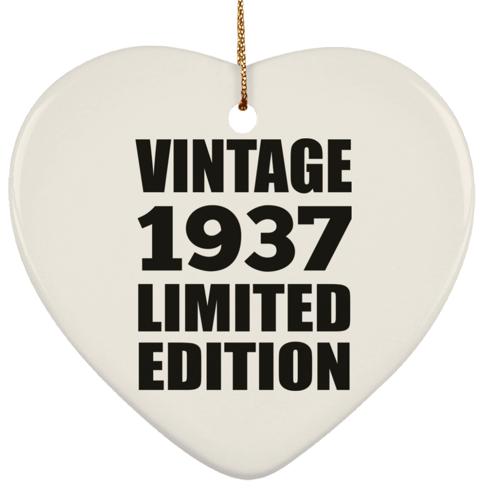 87th Birthday Vintage 1937 Limited Edition - Heart Ornament