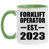 Forklift Operator Established EST. 2023 - 11oz Accent Mug Green