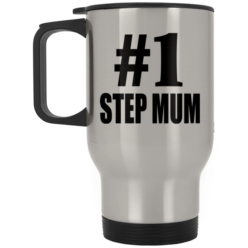 Number One #1 Step Mum - Silver Travel Mug
