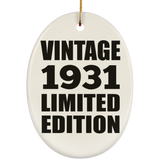 93rd Birthday Vintage 1931 Limited Edition - Oval Ornament