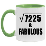 85th Birthday Square Root of 7225 & Fabulous - 11oz Accent Mug Green