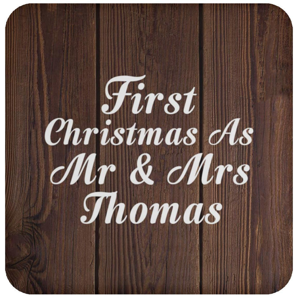 First Christmas As Mr & Mrs Thomas - Drink Coaster D