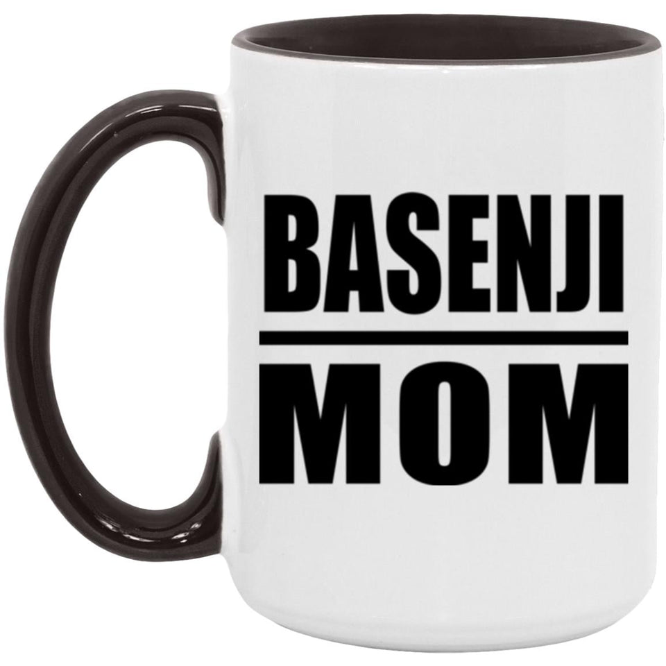 Basenji Mom - 15oz Accent Mug Black