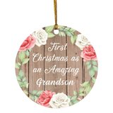 First Christmas As an Amazing Grandson - Circle Ornament B